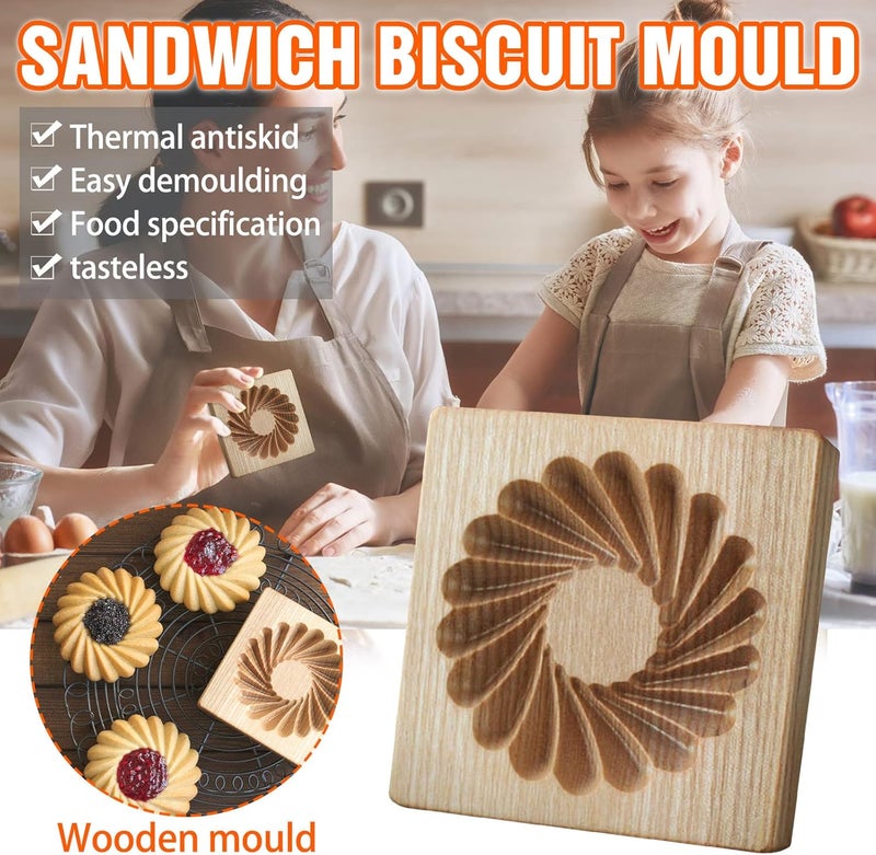 Ryetaga Wooden Cookie Biscuit Mold, 3D Baking Mold, Embossing Craft Decorating Baking Tool, Suitable for Halloween Thanksgiving Christmas Kitchen DIY (Shape E 10 * 10 * 2) - Image 2